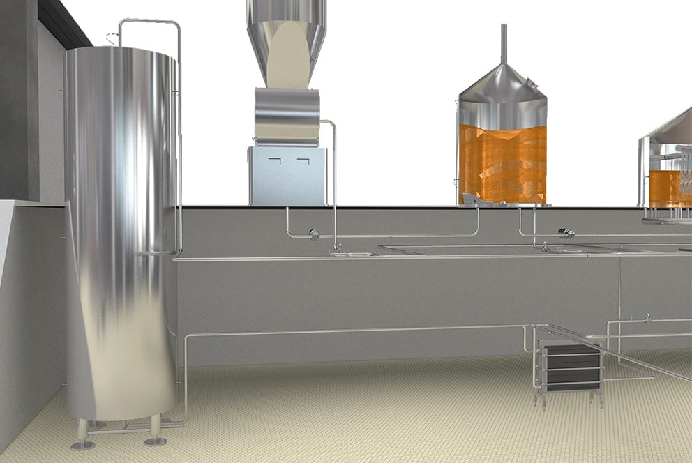 Wort cooler and hot water buffer 