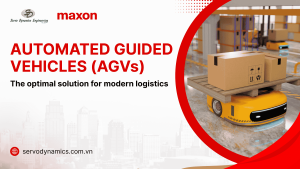 Automated guided vehicles (AGVs) in logistics.